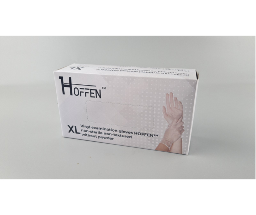 Перчатки Винил прозрачные (100шт) размер XL "HOFFEN" (1 пачка)