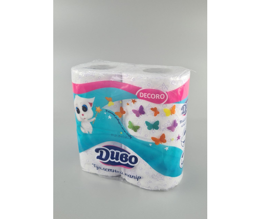 Туалетная бумага(2слоя)  белая с фиолетовым тиснением (а4) Диво DECORO (1 пачка)