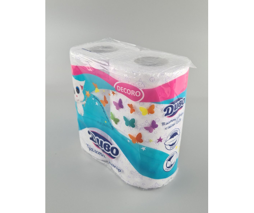Туалетная бумага(2слоя)  белая с фиолетовым тиснением (а4) Диво DECORO (1 пачка)