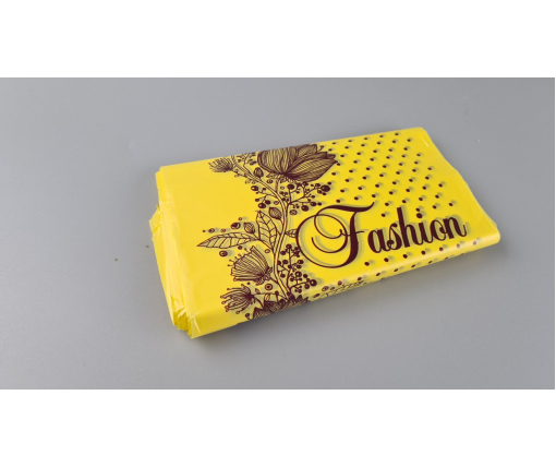 Пакет с прорезной ручкой (20*30)"Fashion цветы Желтый"Леоми (100 шт)