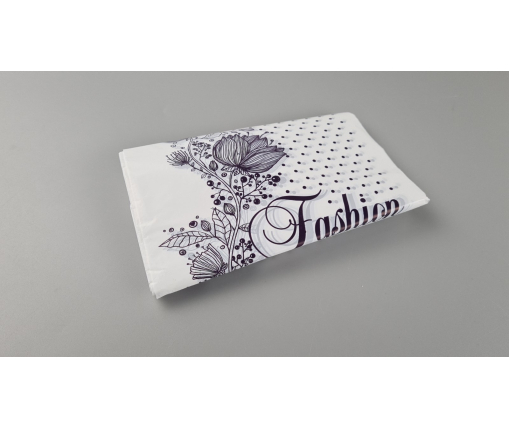 Пакет с прорезной ручкой (20*30)"Fashion цветы Белый"Леоми (100 шт)