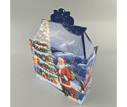 Новогодняя подарочная картонная упаковка для конфет (1000грм) №190 "Санта с елкой"  (1 шт)