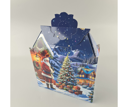 Новогодняя подарочная картонная упаковка для конфет (1000грм) №190 "Санта с елкой"  (1 шт)