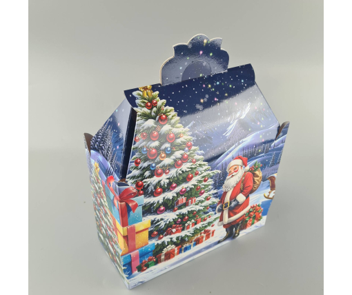 Новогодняя подарочная картонная упаковка для конфет (1000грм) №190 "Санта с елкой"  (1 шт)