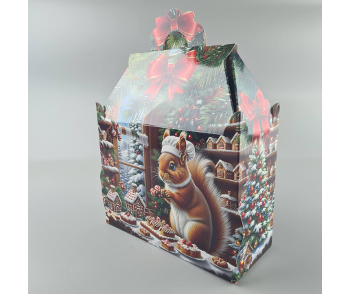 Новогодняя подарочная картонная упаковка для конфет (1000грм) №192 "Белки поварята"  (1 шт)