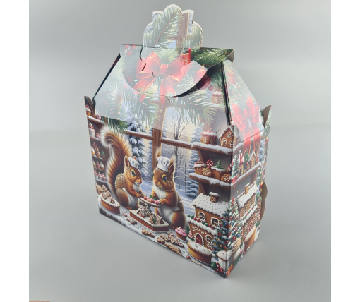 Новогодняя подарочная картонная упаковка для конфет (1000грм) №192 "Белки поварята"  (1 шт)