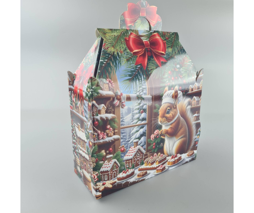 Новогодняя подарочная картонная упаковка для конфет (1000грм) №192 "Белки поварята"  (1 шт)
