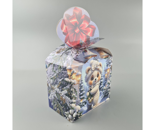 Новогодняя подарочная картонная упаковка для конфет (1000грм) №194 "Медвежата"  (1 шт)