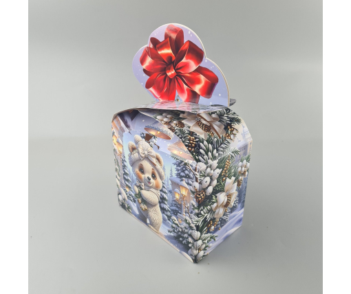 Новогодняя подарочная картонная упаковка для конфет (1000грм) №194 "Медвежата"  (1 шт)