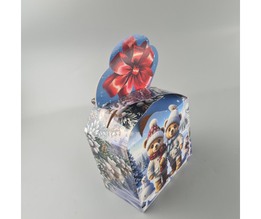 Новогодняя подарочная картонная упаковка для конфет (1000грм) №194 "Медвежата"  (1 шт)