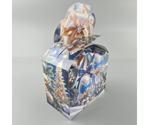 Новогодняя подарочная картонная упаковка для конфет (1000грм) №195 "Новогодние шары"  (1 шт)