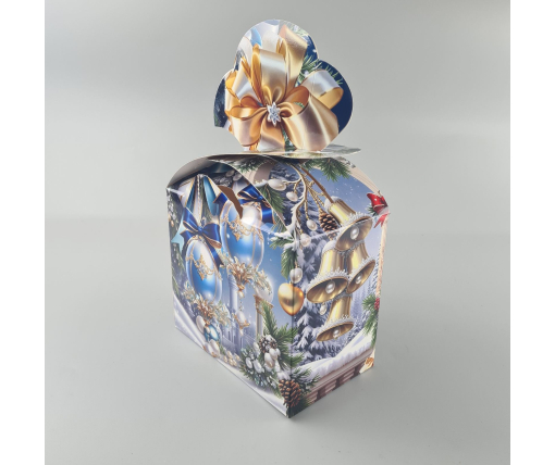 Новогодняя подарочная картонная упаковка для конфет (1000грм) №195 "Новогодние шары"  (1 шт)