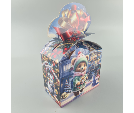 Новогодняя подарочная картонная упаковка для конфет (1000грм) №196 "Веселые зверюшки"  (1 шт)