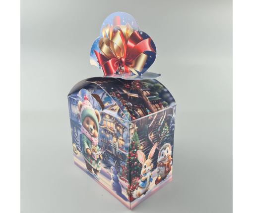 Новогодняя подарочная картонная упаковка для конфет (1000грм) №196 "Веселые зверюшки"  (1 шт)