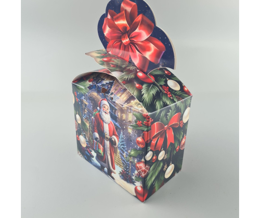 Новогодняя подарочная картонная упаковка для конфет (1000грм) №197 "Санта"  (1 шт)