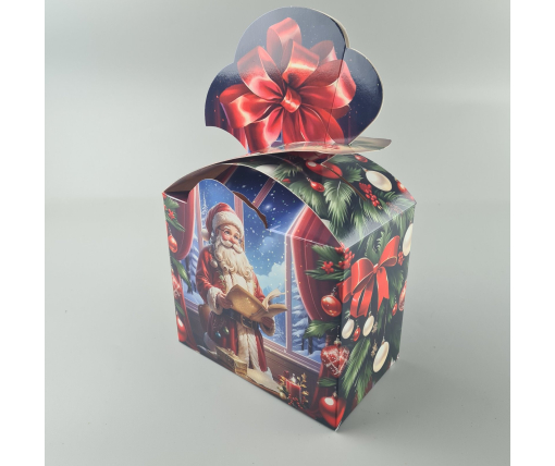 Новогодняя подарочная картонная упаковка для конфет (1000грм) №197 "Санта"  (1 шт)