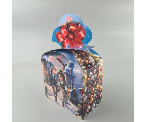 Новогодняя подарочная картонная упаковка для конфет (1000грм) №198 "Новогодние путешествие" (1 шт)