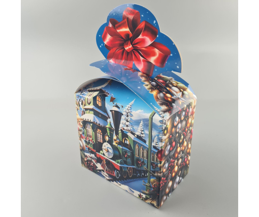 Новогодняя подарочная картонная упаковка для конфет (1000грм) №198 "Новогодние путешествие" (1 шт)