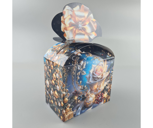 Новогодняя подарочная картонная упаковка для конфет (1000грм) №199н "Новогодний стиль"  (1 шт)