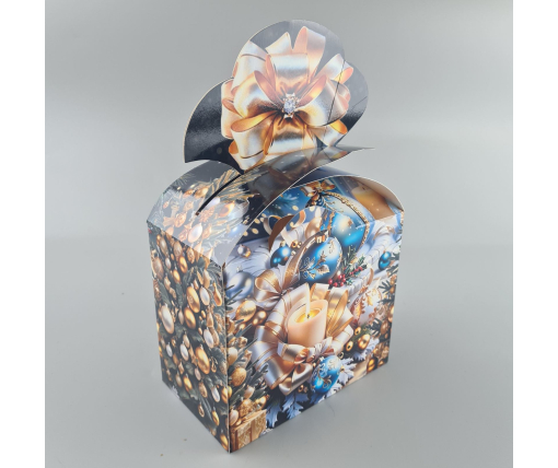 Новогодняя подарочная картонная упаковка для конфет (1000грм) №199н "Новогодний стиль"  (1 шт)