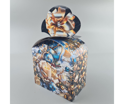 Новогодняя подарочная картонная упаковка для конфет (1000грм) №199н "Новогодний стиль"  (1 шт)