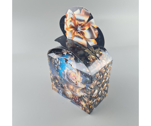 Новогодняя подарочная картонная упаковка для конфет (1000грм) №199н "Новогодний стиль"  (1 шт)