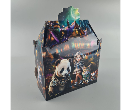 Новогодняя подарочная картонная упаковка для конфет (1000грм) №201 "Новогодний дом"  (1 шт)