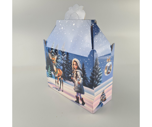 Новогодняя подарочная картонная упаковка для конфет (1000грм) №206 "Новый год в лесу"  (1 шт)