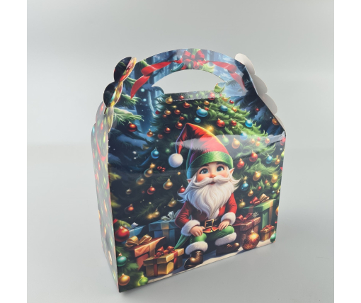 Новогодняя подарочная картонная упаковка для конфет (800грм) №208 "Санта и медведи"  (1 шт)