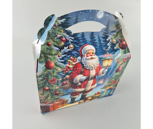 Новогодняя подарочная картонная упаковка для конфет (800грм) №209 "Санта в новогоднюю ночь"  (1 шт)
