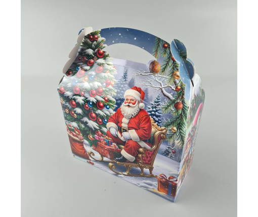 Новогодняя подарочная картонная упаковка для конфет (800грм) №209 "Санта в новогоднюю ночь"  (1 шт)
