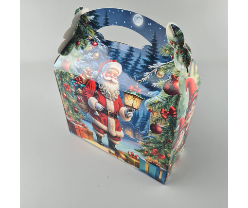 Новогодняя подарочная картонная упаковка для конфет (800грм) №209 "Санта в новогоднюю ночь"  (1 шт)