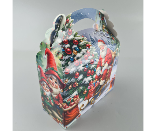 Новогодняя подарочная картонная упаковка для конфет (800грм) №209 "Санта в новогоднюю ночь"  (1 шт)