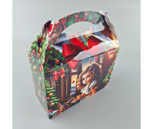 Новогодняя подарочная картонная упаковка для конфет (800грм) №211 "Девочки"  (1 шт)