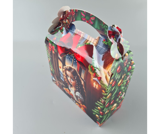 Новогодняя подарочная картонная упаковка для конфет (800грм) №211 "Девочки"  (1 шт)