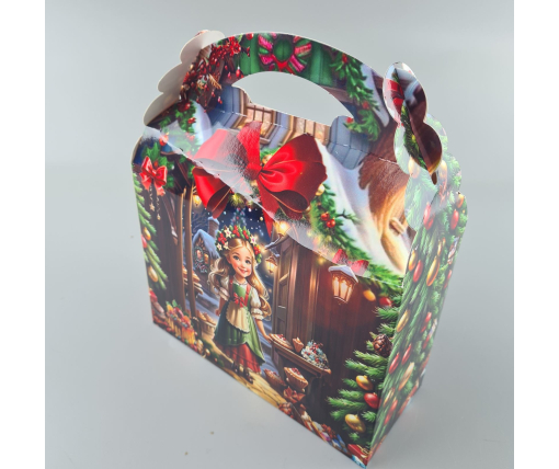 Новогодняя подарочная картонная упаковка для конфет (800грм) №211 "Девочки"  (1 шт)