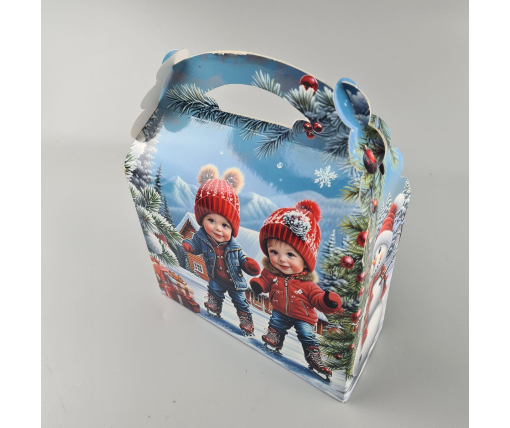 Новогодняя подарочная картонная упаковка для конфет (800грм) №212 "Девочки"  (1 шт)