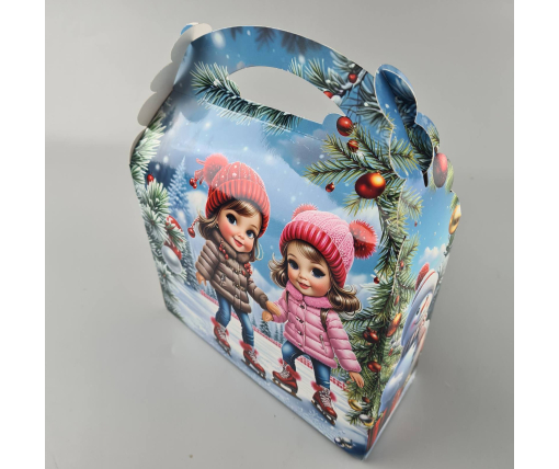 Новогодняя подарочная картонная упаковка для конфет (800грм) №212 "Девочки"  (1 шт)