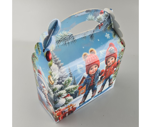 Новогодняя подарочная картонная упаковка для конфет (800грм) №212 "Девочки"  (1 шт)