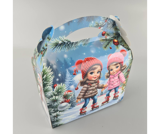 Новогодняя подарочная картонная упаковка для конфет (800грм) №212 "Девочки"  (1 шт)