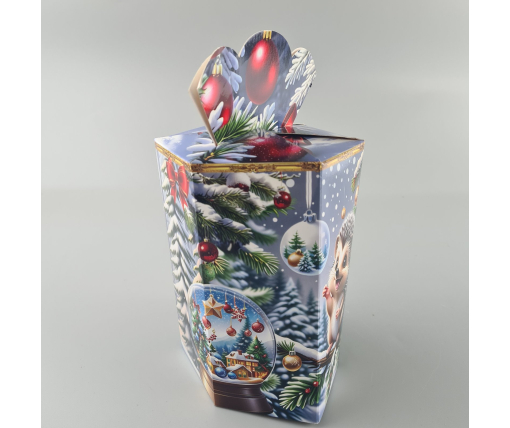 Новогодняя подарочная картонная упаковка для конфет (800грм) №214 "Олененок с ежиком"  (1 шт)