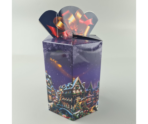 Новогодняя подарочная картонная упаковка для конфет (800грм) №215 "Ночной город"  (1 шт)