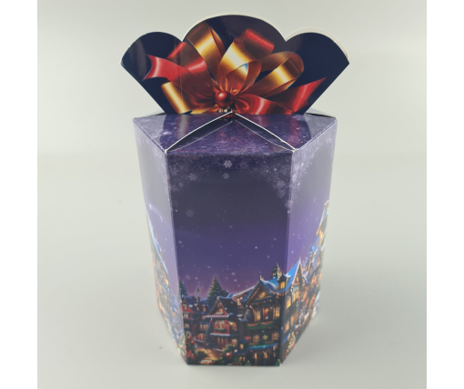 Новогодняя подарочная картонная упаковка для конфет (800грм) №215 "Ночной город"  (1 шт)