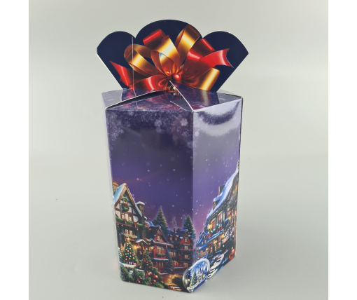 Новогодняя подарочная картонная упаковка для конфет (800грм) №215 "Ночной город"  (1 шт)