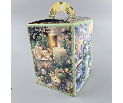 Новогодняя подарочная картонная упаковка для конфет (700грм) №216 "Заяц с подарками"  (1 шт)