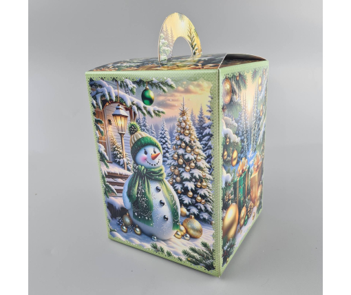 Новогодняя подарочная картонная упаковка для конфет (700грм) №216 "Заяц с подарками"  (1 шт)