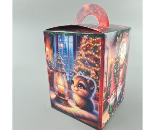 Новогодняя подарочная картонная упаковка для конфет (700грм) №218 "Домашний уют"  (1 шт)