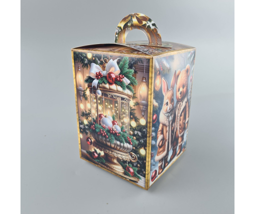 Новогодняя подарочная картонная упаковка для конфет (700грм) №219 "Дети и зверята"  (1 шт)