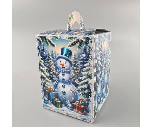 Новогодняя подарочная картонная упаковка для конфет (700грм) №220 "Праздничный лес"  (1 шт)