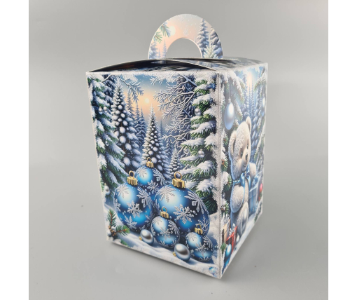 Новогодняя подарочная картонная упаковка для конфет (700грм) №220 "Праздничный лес"  (1 шт)